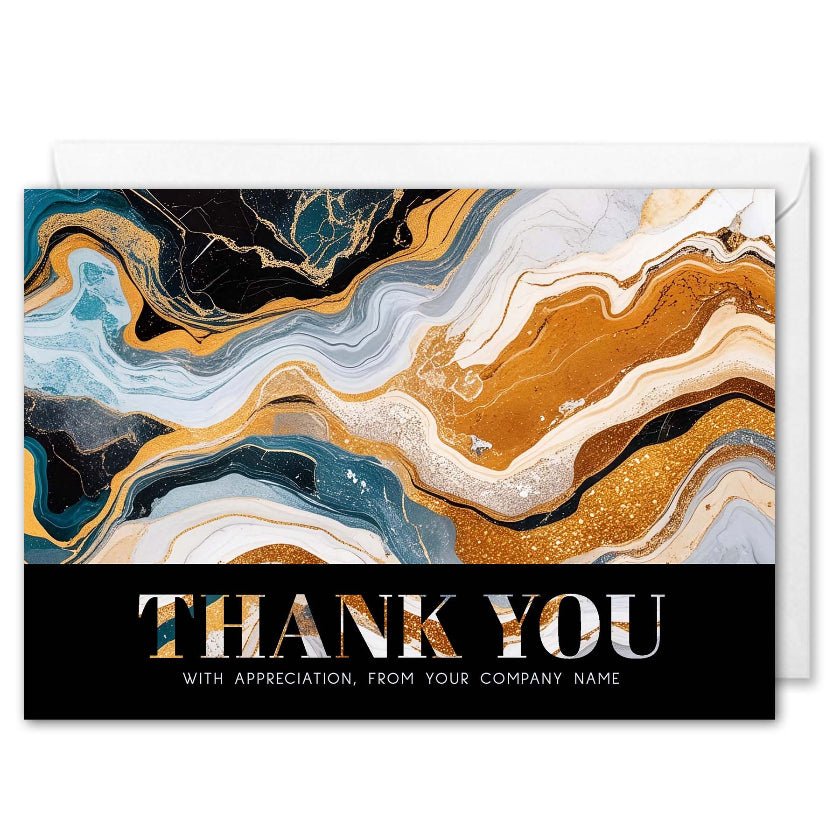 Appreciation Business Thank You Card - Gold Marble