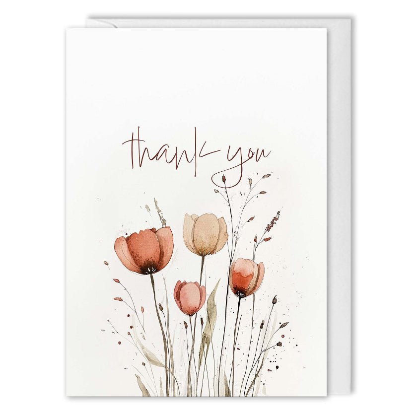 Stylish Business Thank You Cards - Poppy Flowers