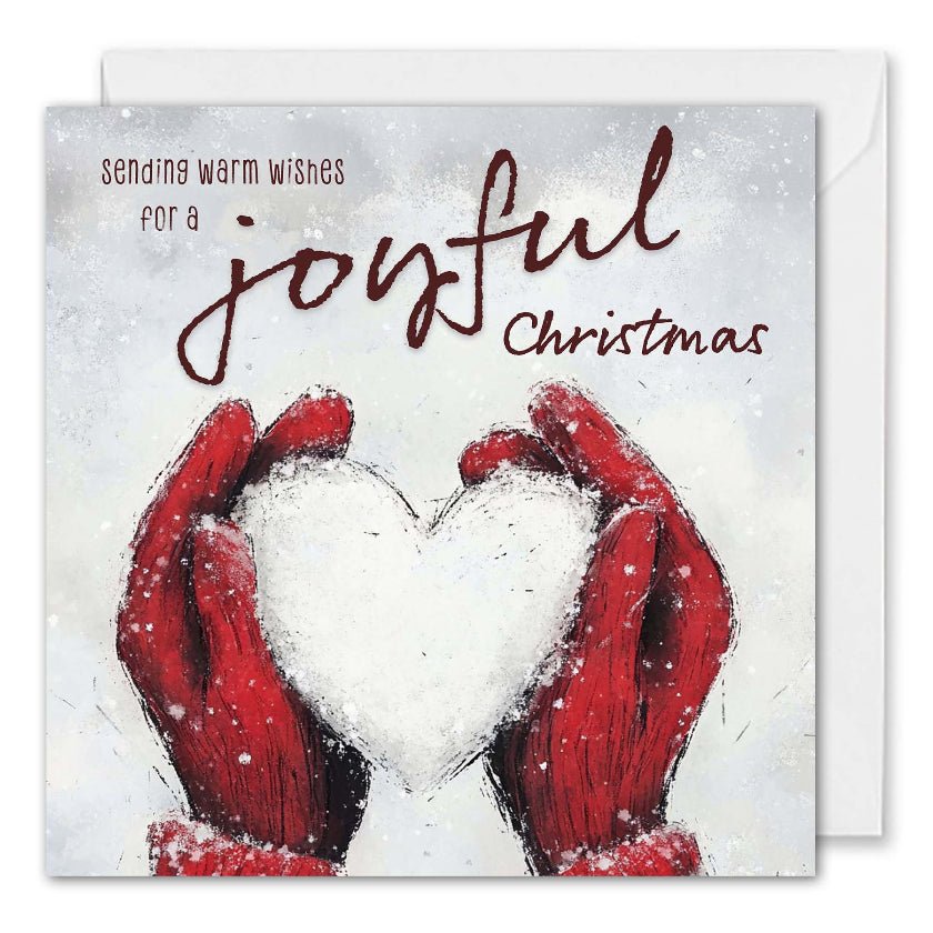 Company Christmas Cards With Custom Logo - Heart Hands