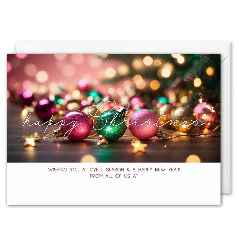 Custom Logo Corporate Christmas Cards - Bokeh Ornaments