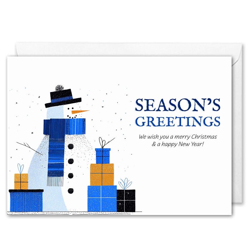 Snowman Custom Logo Christmas Cards For Clients & Employees