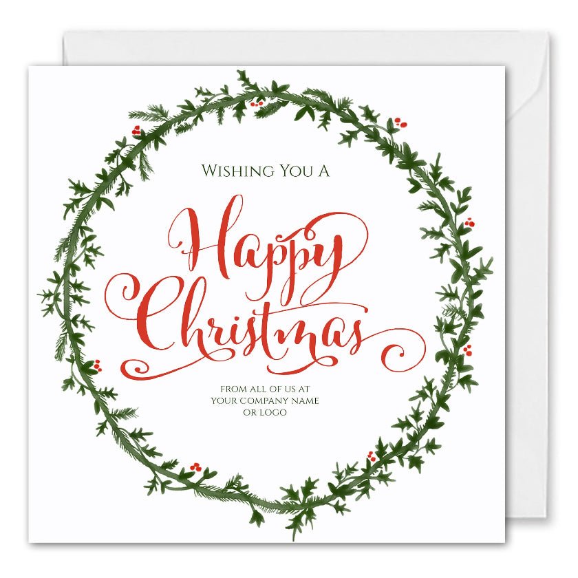 Custom Logo Corporate Christmas Cards - Christmas Wreath