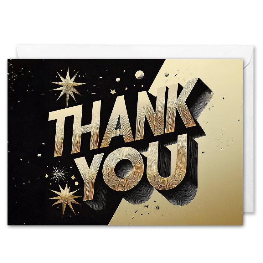 Black & Gold Business Thank You Cards - Clients & Employees