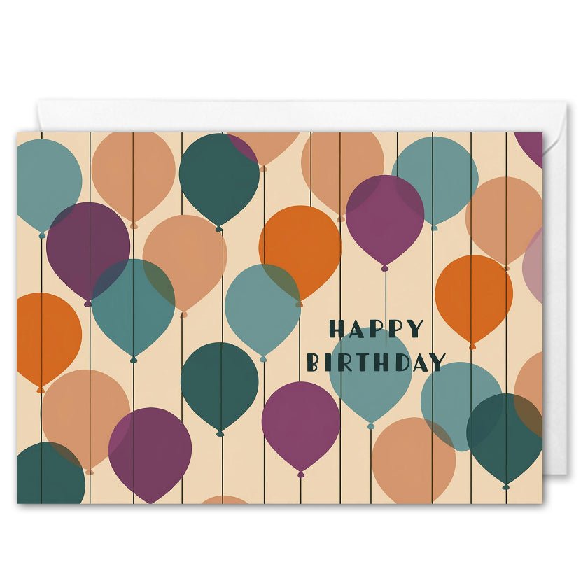 Business Happy Birthday Cards - Retro Balloons - Custom Logo
