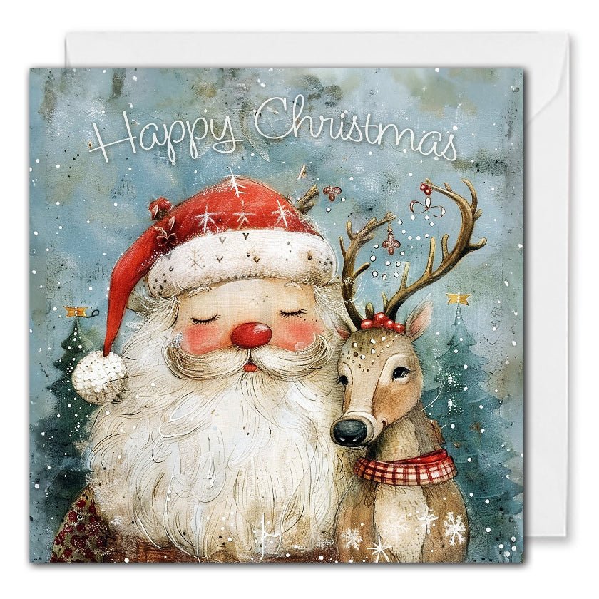 Custom Corporate Christmas Cards - Santa and Reindeer