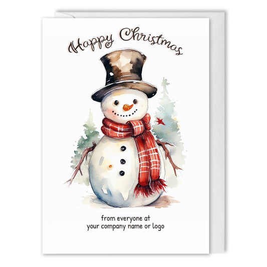 Custom Logo Company Christmas Cards For Clients and Customers - Snowman