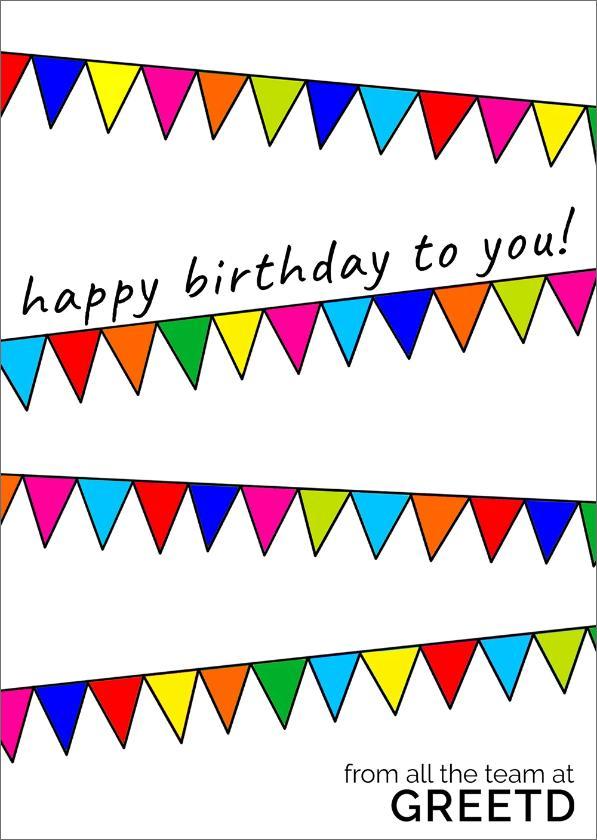 Buntings Birthday Card For Business - Employees, Customers