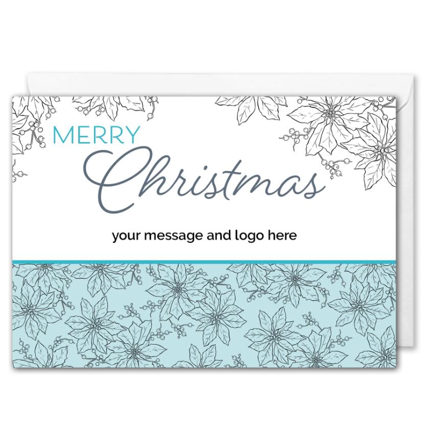 Custom Logo Corporate Christmas Card - Poinsettia Floral