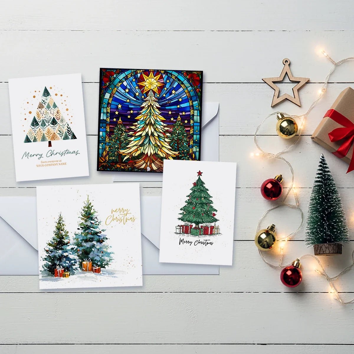 Corporate Christmas cards - Christmas tree theme 