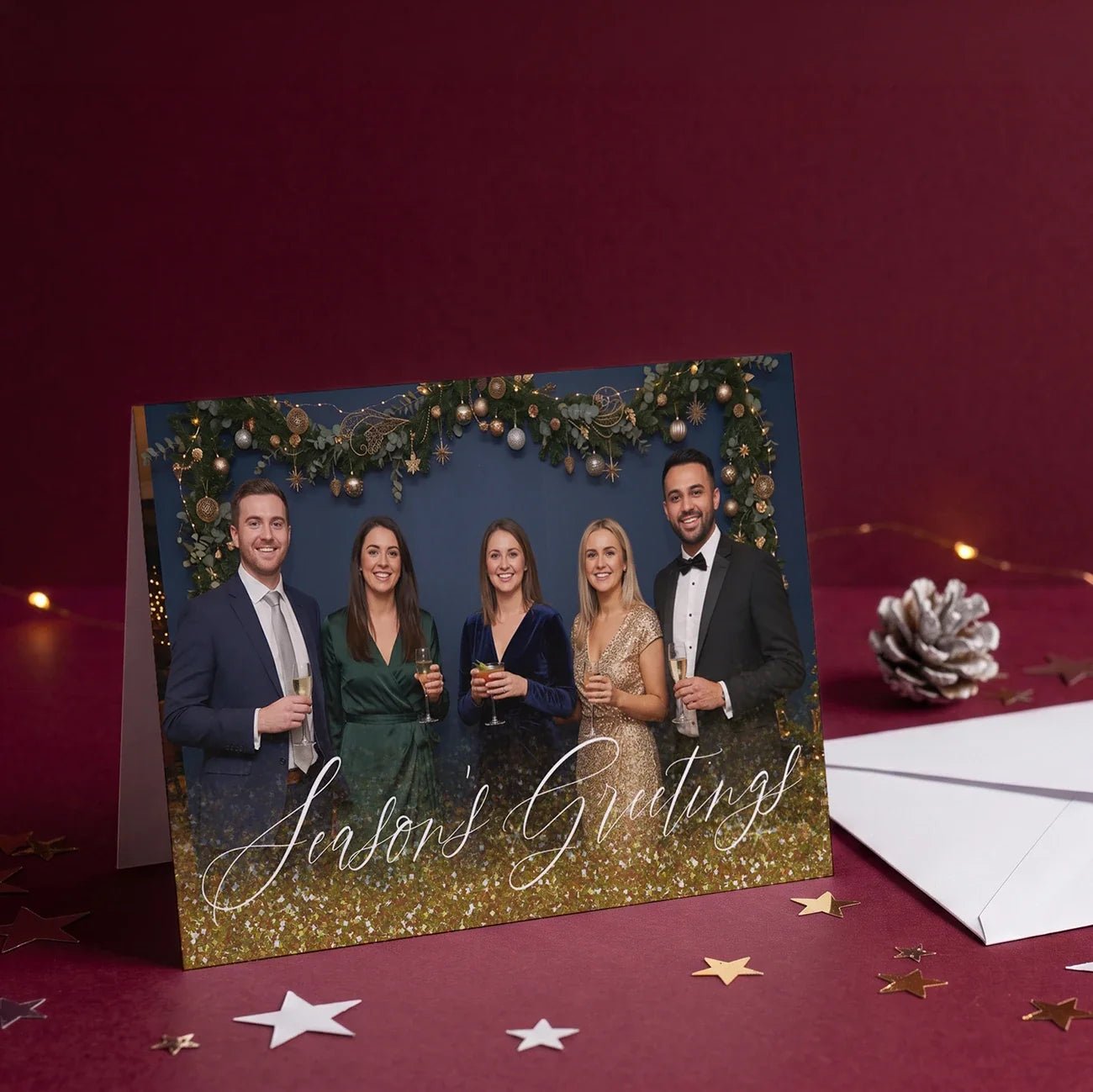 custom photo corporate Christmas card templates