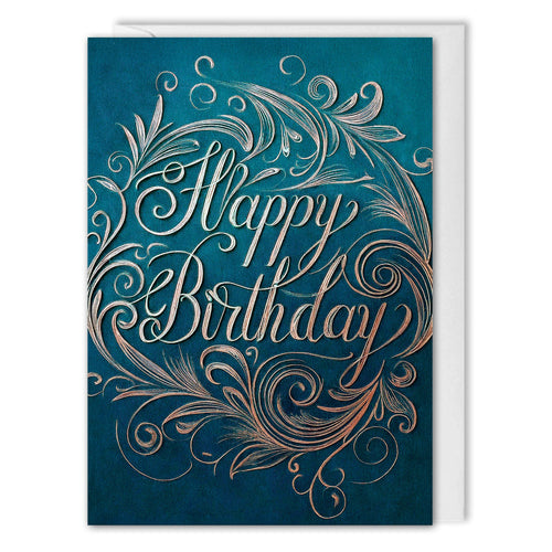 Business Birthday Cards - Blue Elegance - Custom Logo - Professional Birthday Wish