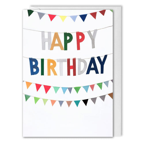 Business Happy Birthday Cards - Colourful Bunting - Custom Logo