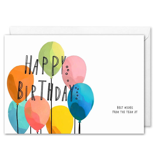 Corporate Birthday Cards With Logo - Colourful Balloons