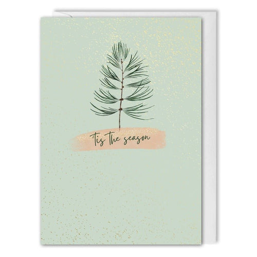 personalised christmas card for business pine leaf