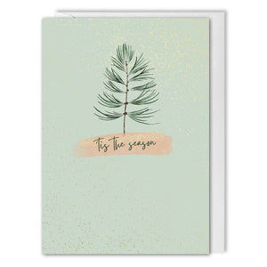 personalised christmas card for business pine leaf