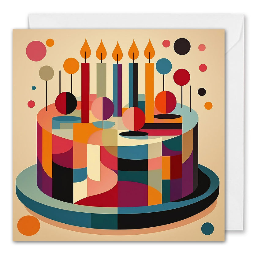 Business Birthday Cards For Clients & Employees - Retro Birthday Cake 