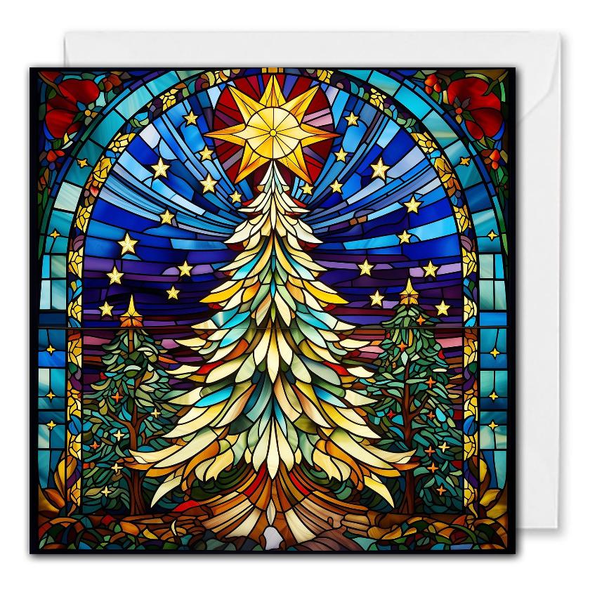 Custom Corporate Christmas Cards - Stained Glass Tree