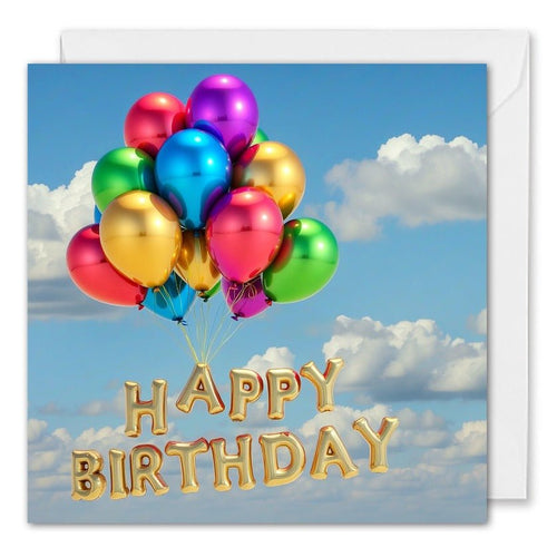 Personalised B2B Birthday Card - Blue Sky Balloons