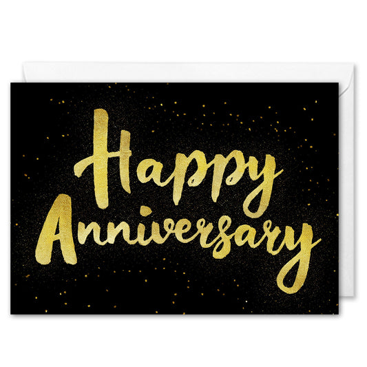 Business Anniversary Cards - Custom Logo - Black & Gold 