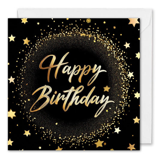 Custom Corporate Birthday Cards - B2B - Black & Gold Stars