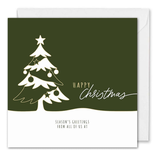 Brand Colour Christmas Cards - Line Art Tree - Custom Logo