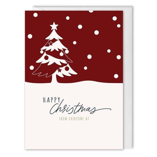 Brand Colour Christmas Cards - Custom Logo - Line Art Tree