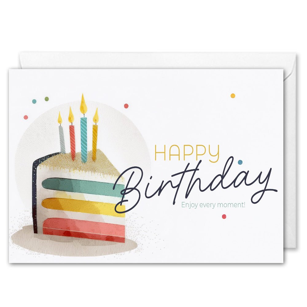 business birthday cards - custom logo - birthday cake slice