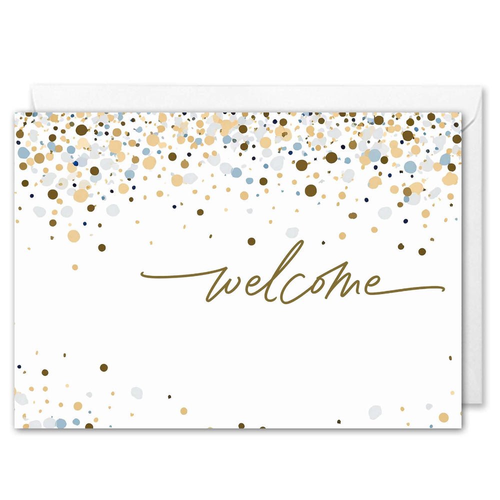 Welcome Cards For Employees and Clients - Elegant Confetti 
