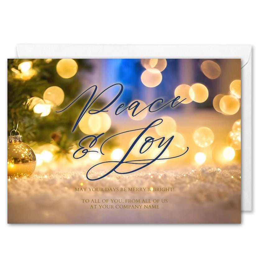 Corporate Christmas Cards With Logo - Peace & Joy 