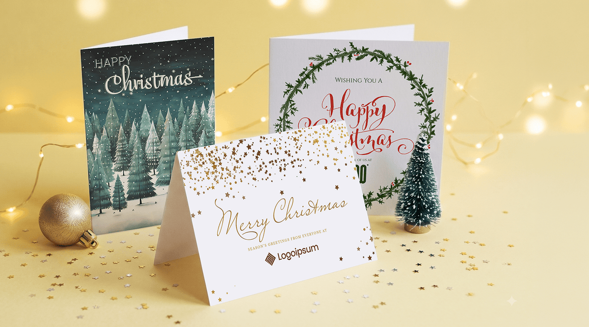 corporate Christmas card templates - add company logo and custom message