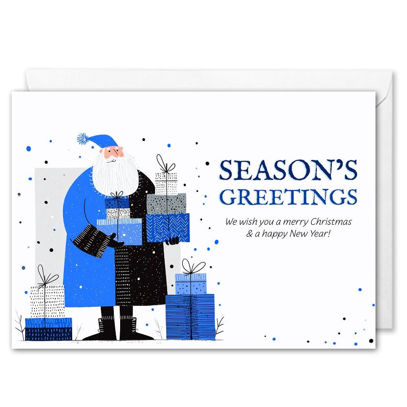 Corporate Christmas Cards For Clients - Blue Santa