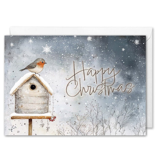 Custom Logo Corporate Christmas Cards - Winter Robin