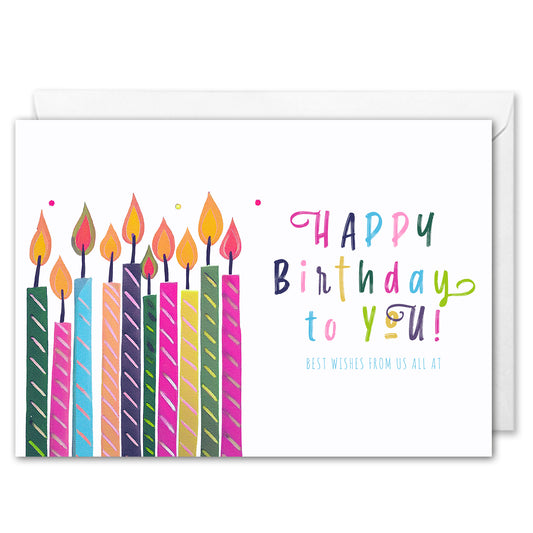 Corporate Birthday Cards - Custom Logo - Colourful Candles 
