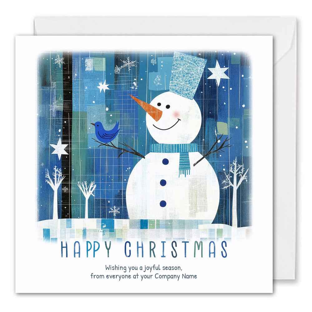 Corporate Christmas Cards - Custom Logo - Winter Snowman