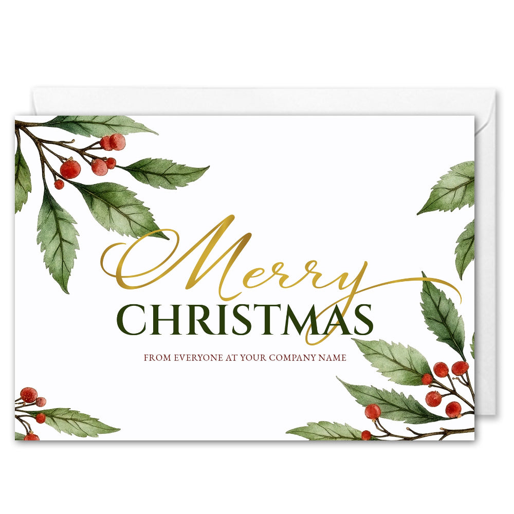 Corporate Christmas Cards - Company Name or Logo - Elegant Berries
