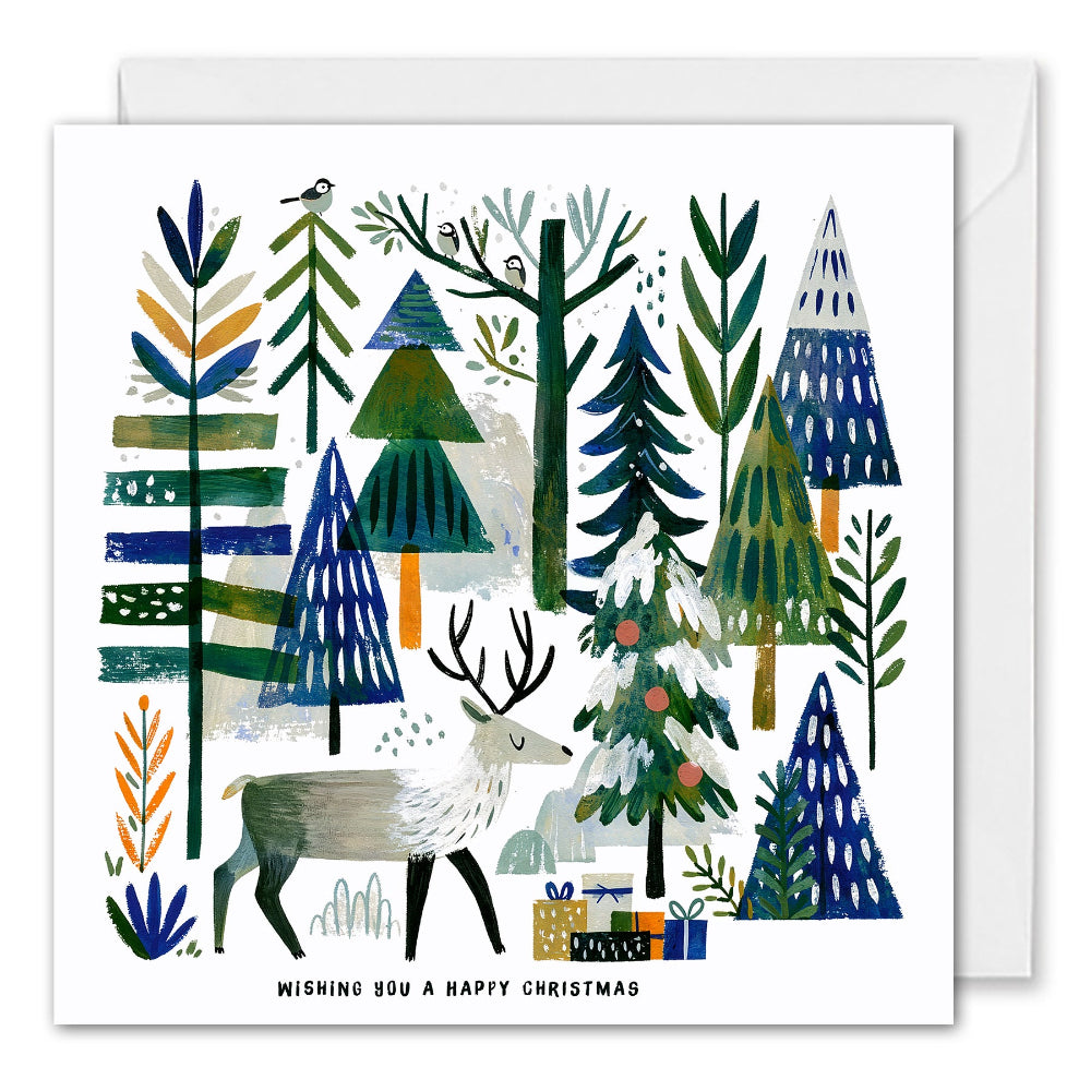 Corporate Christmas Cards With Logo - Deer In Forest