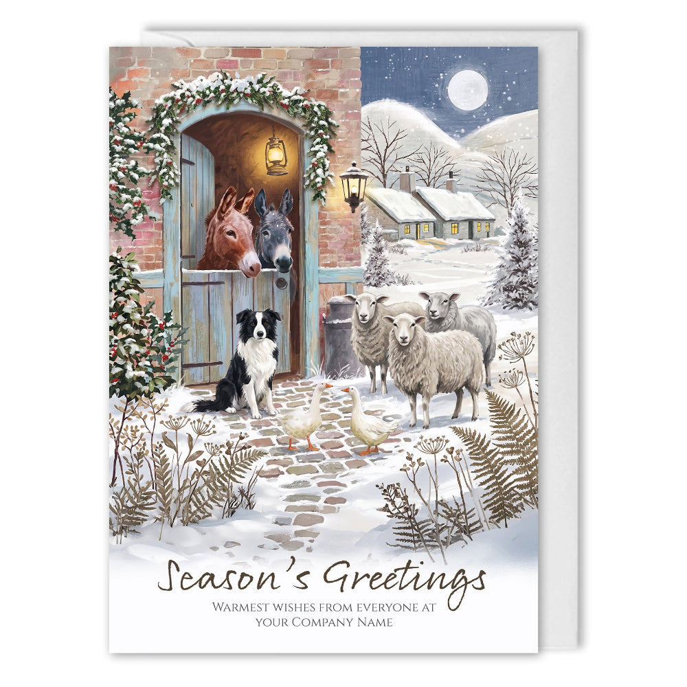 Corporate Christmas Cards - Farm Scene - Company Name & Logo