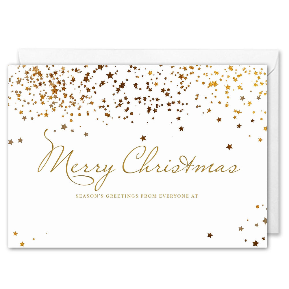 Corporate Christmas Cards - Custom Logo - Gold Stars