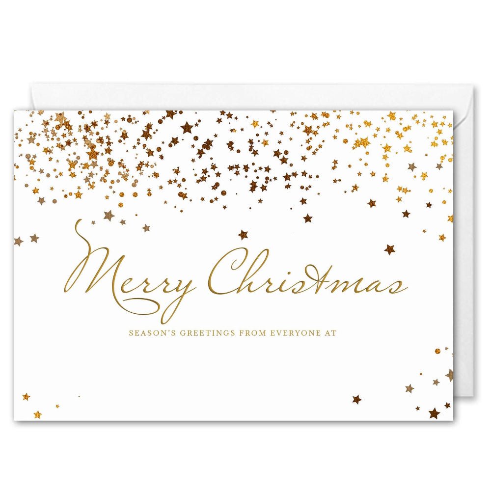 Corporate Christmas Cards - Custom Logo - Gold Stars
