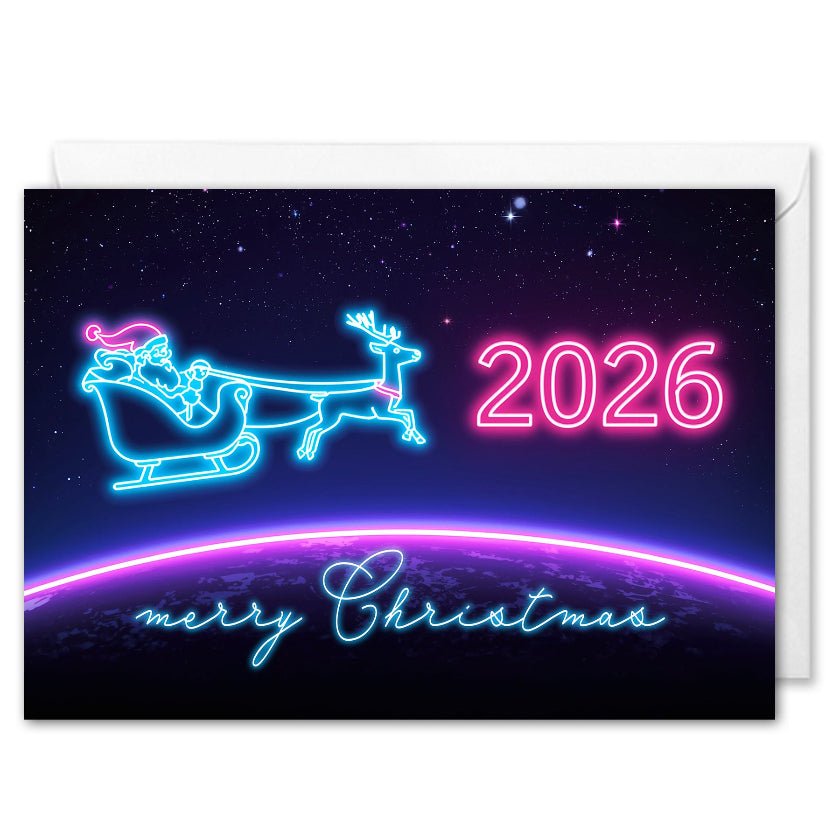 Corporate Christmas Cards - Neon New Year 2026 - Digital & Tech