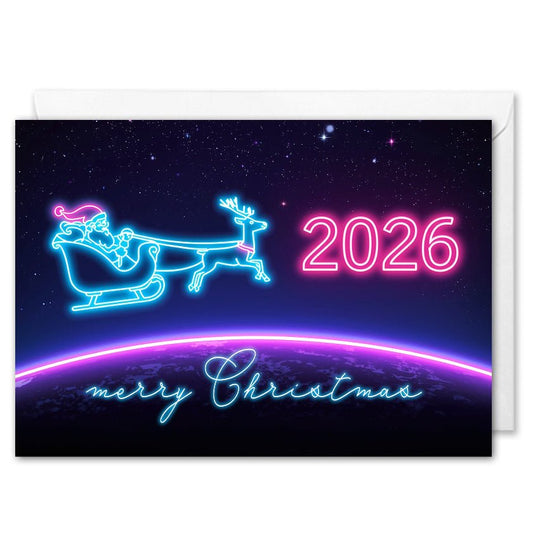 Corporate Christmas Cards - Neon New Year 2026 - Digital & Tech