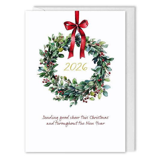 Custom Logo Corporate Christmas Cards - New Year Wreath 