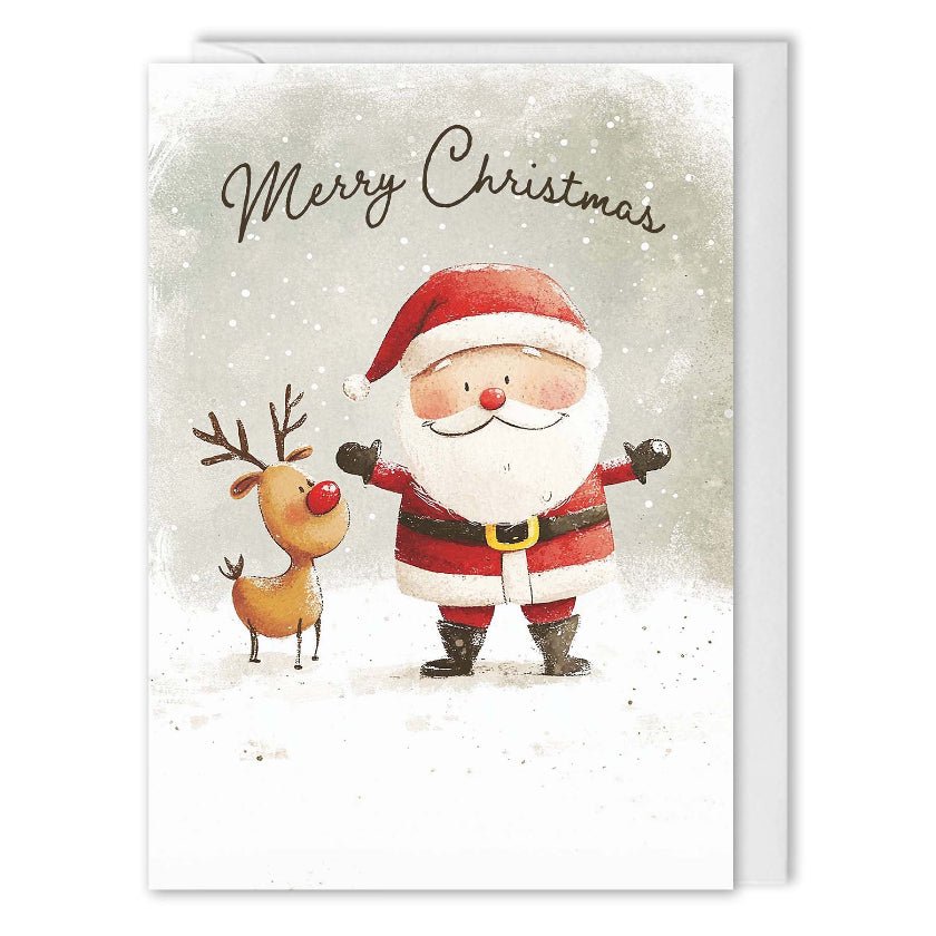 Custom Logo Corporate Christmas Cards - Santa & Rudolph 