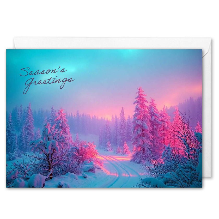 Corporate Christmas Cards - Winter Road - Custom Logo