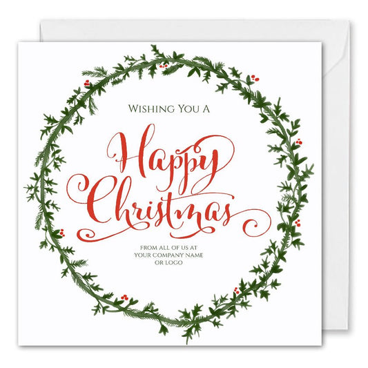 Custom Logo Corporate Christmas Cards - Christmas Wreath