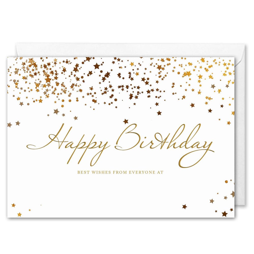Corporate Birthday Cards - Custom Logo - Gold Stars