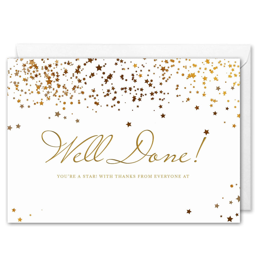 Employee Recognition Cards - Gold Stars Well Done - Custom Logo