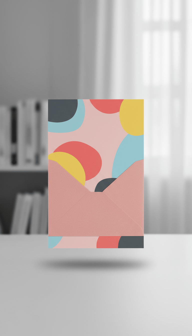 Thank you card with blush pink envelope