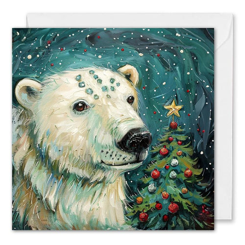 Business Christmas Cards With Logo - Painted Polar Bear Art