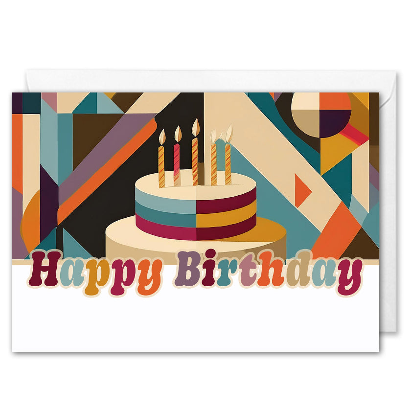 Retro Business Birthday Cards With Logo - Clients & Employees - Birthday Cake